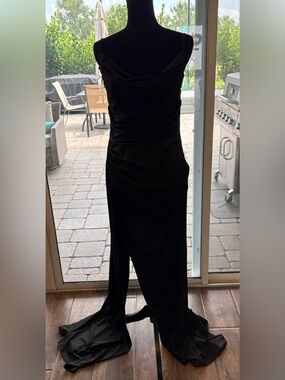 Elegant Black Women’s Evening Spaghetti Straps Stretch Dress sz Large
